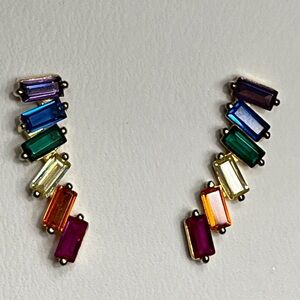 NWOT sterling silver cubic zirconia earrings multicolor